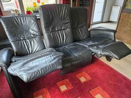 Lederen relax 3-zit, Huis en Inrichting, Zetels | Zetels, Gebruikt, Rechte bank, Driepersoons, 150 tot 200 cm, Minder dan 75 cm