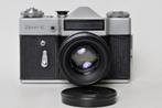 Zenit E + Helios 44 -2 58 mm 1:2 N 0515243 + leren tas, Ophalen of Verzenden, Gebruikt, Spiegelreflex
