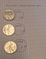 3 pièces de 50 lire une de 1974 une de 1977 une de 1978, Enlèvement