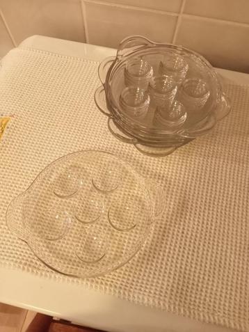 lot de 6 assiettes à escargots en pyrex, Enlèvement ou Envoi, Comme neuf, Verre, Assiettes(s)
