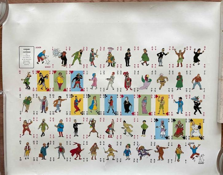 Tintin Collector Poster - Speelkaarten, Verzamelen, Stripfiguren, Zo goed als nieuw, Plaatje, Poster of Sticker, Kuifje, Ophalen of Verzenden