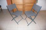 Set de 2 chaises pliables grises, Tuin en Terras, Tuinstoelen, Ophalen, Zo goed als nieuw, Metaal, Inklapbaar
