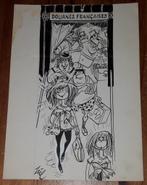 Pil originele tekening Douanes Françaises Meneerke Peeters, Collections, Personnages de BD, Autres types, Autres personnages, Utilisé