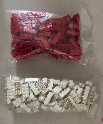 Blokjes/Bricks 2 x 4 (rood en wit) (LEGO-compatibel)