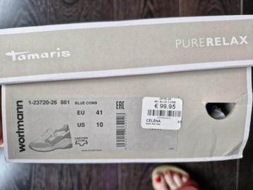 Nieuw paar wit/blauwe lederen Sneakers van Tamaris beschikbaar voor biedingen