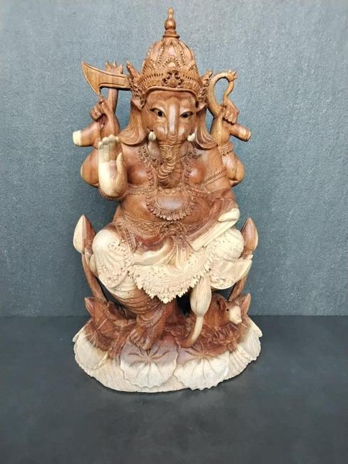 Statue en bois de Ganesh/Ganapati faite à la main, Maison & Meubles, Accessoires pour la Maison | Statues de Bouddha, Neuf, Enlèvement ou Envoi