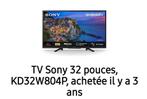 TV 32 pouces, achetée 400€, VENDUE 175€, TV, Hi-fi & Vidéo, Télévisions, Enlèvement, Sony, Smart TV, HD Ready (720p)