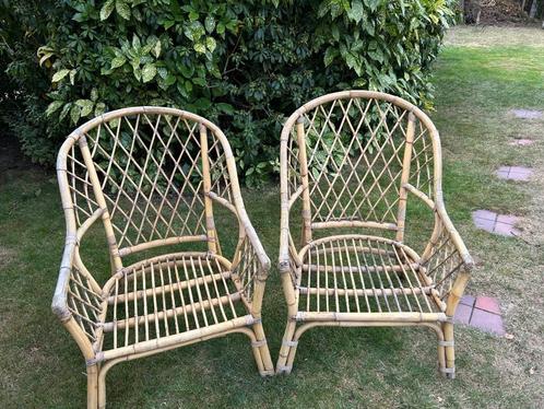 Rotan stoelen, Huis en Inrichting, Stoelen, Gebruikt, Twee, Riet of Rotan, Bruin, Ophalen