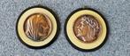 2 Antieke muurplaquettes ; Jezus en Maria, Antiek en Kunst, Ophalen