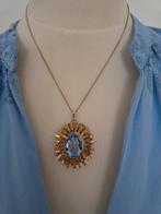 Collier vintage - pendentif Sunburst - bleu -, Bijoux, Sacs & Beauté, Bijoux anciens, Enlèvement ou Envoi, Pendentif