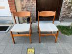 Twee vintage Deense stoelen teak jaren 60, Huis en Inrichting, Stoelen, Ophalen, Hout, Gebruikt, Twee