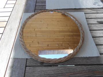 miroir avec rebord en osier Ø35 cm, Enlèvement ou Envoi, Utilisé, Rond