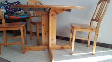 Ronde/ovale verstelbare tafel+4 stoelen 4-6 personen 105/145 beschikbaar voor biedingen