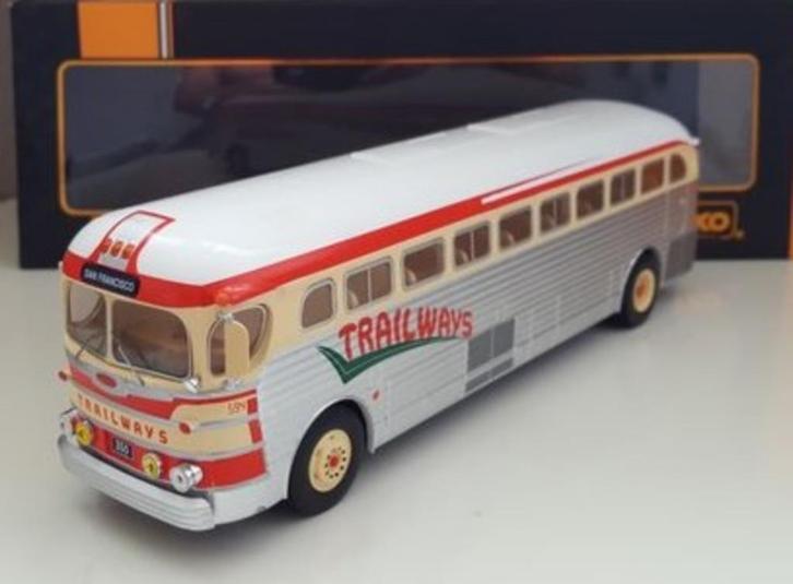 1:43 Ixo GMC bus PD-3751 'Trailways' 1949-1955, Hobby en Vrije tijd, Modelauto's | 1:43, Nieuw, Bus of Vrachtwagen, Ophalen of Verzenden