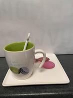 Tasse et sous tasse avec ça cuillère macarons, Tasse(s) et/ou soucoupe(s), Autres styles, Céramique, Neuf