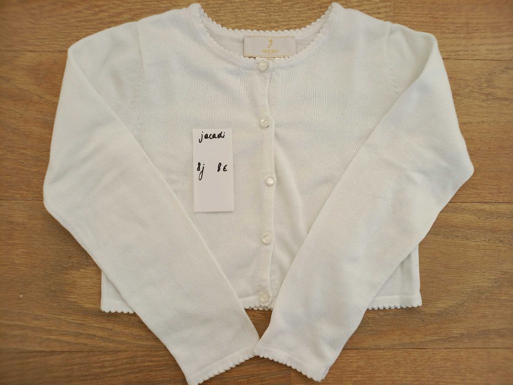 Witte bolero Jacadi 8 jaar - M 128, Kinderen en Baby's, Kinderkleding | Maat 128, Zo goed als nieuw, Meisje, Trui of Vest, Ophalen of Verzenden