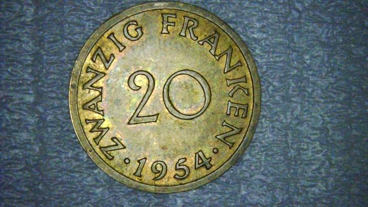 20 francs 1954 Saar (Duitsland), Frans protectoraat, Postzegels en Munten, Munten | Europa | Niet-Euromunten, Duitsland, Ophalen of Verzenden