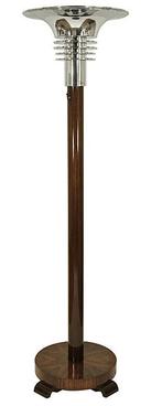 Spectaculaire Franse Art Deco chroom en houten vloerlamp., Antiek en Kunst, Ophalen of Verzenden