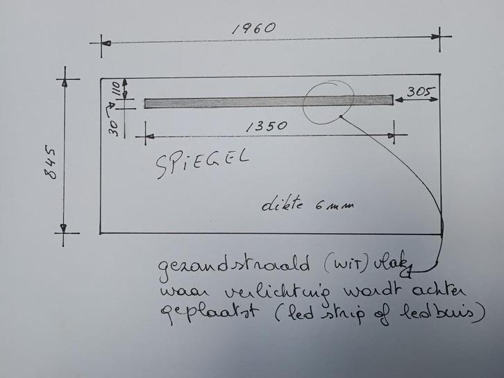 spiegel, Huis en Inrichting, Woonaccessoires | Spiegels, Nieuw, 125 cm of meer, Minder dan 100 cm, Rechthoekig, Ophalen