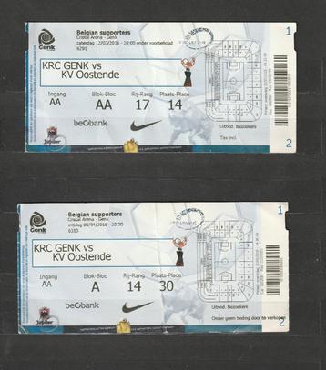 4 versch. (gebruikte) tickets Genk - Oostende (2016 - 2023) beschikbaar voor biedingen