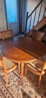 Uitschuifbare ronde tafel + 6 canagestoelen, Huis en Inrichting, Ophalen