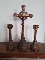 Zwaar bronzen schouwgarnituur, Antiek en Kunst, Antiek | Brons en Koper, Ophalen