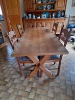table et 6 chaises en chêne rustique, Gebruikt, Ophalen