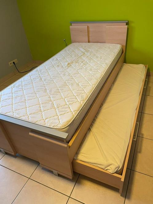Eenpersoonsbed met bedlade 90x200cm, inclusief 2 matrassen, Maison & Meubles, Chambre à coucher | Matelas & Sommiers, Utilisé