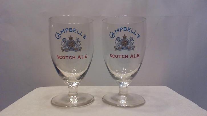 2 bierglazen Campbells Scotch Ale, Verzamelen, Biermerken, Zo goed als nieuw, Glas of Glazen, Overige merken, Ophalen