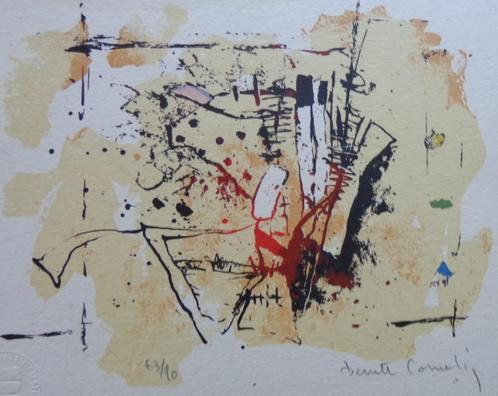 BENITI CORNELIS / ABSTRACTIE / KLEURLITHO / 21x29cm / SIG, Antiek en Kunst, Kunst | Litho's en Zeefdrukken, Ophalen of Verzenden