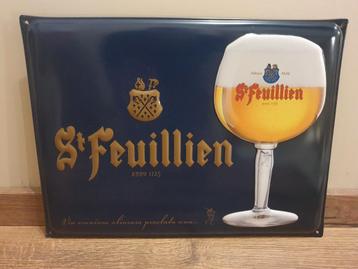 Panneau d'affichage en métal - Saint-Feuillien -, Enlèvement ou Envoi, Utilisé, Panneau, Plaque ou Plaquette publicitaire, Autres marques