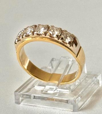 Prachtige ring 18krt goud/ 5 diamanten tot 1.00ct/ maat 19mm beschikbaar voor biedingen