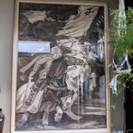 Potlood tekening in kader met glas, Antiek en Kunst, Ophalen of Verzenden