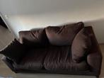 Canapé et pouf brun à vendre, Maison & Meubles, Canapés | Salons, 75 à 100 cm, Enlèvement, Utilisé, Deux personnes