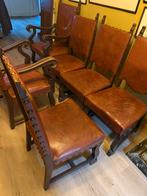 Antieke stoelen met hout en leder, Antiek en Kunst, Ophalen