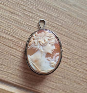 Pendentif broche camée vintage, Bijoux, Sacs & Beauté, Bijoux anciens, Enlèvement ou Envoi, Argent, Broche