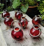6 glazen lampionnen voor kaarsen, Ophalen, Rood