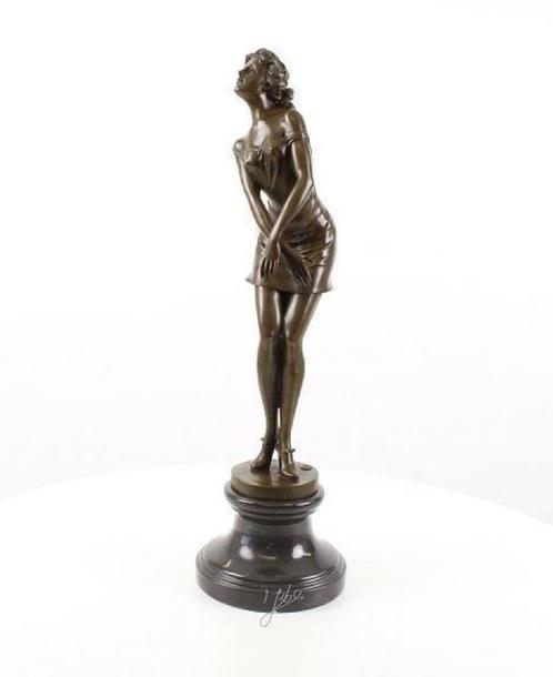 brons beeld , denker vrouw, Antiquités & Art, Art | Sculptures & Bois, Enlèvement ou Envoi