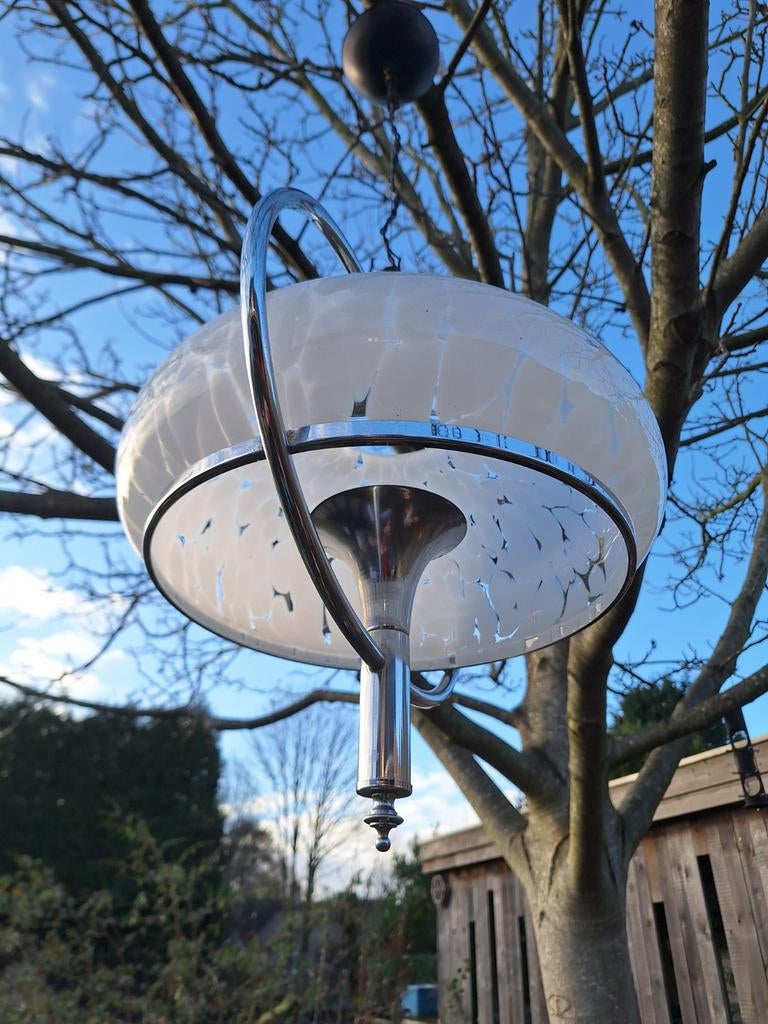 Vintage/Mid-century hanglamp Opaline, Antiek en Kunst, Antiek | Verlichting, Ophalen of Verzenden
