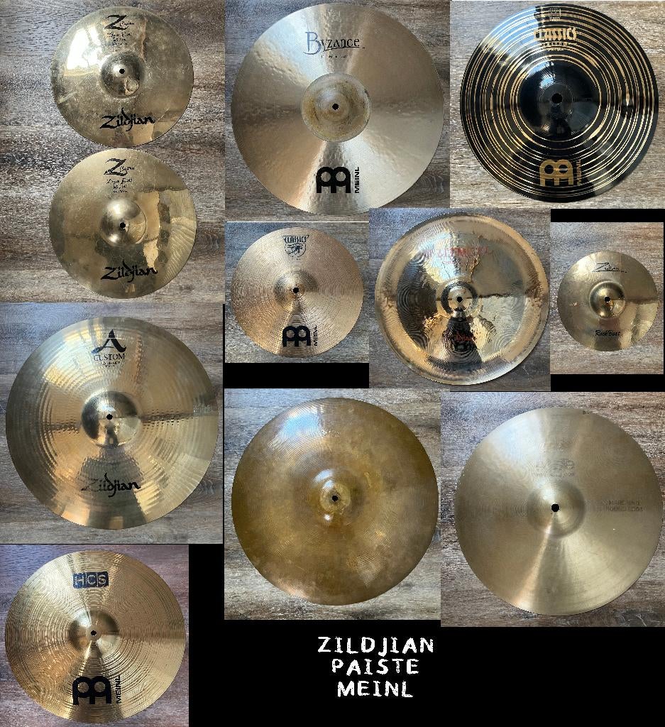 Cymbales diverses Zildjian, Paiste, Meinl, Zultan, Muziek en Instrumenten, Drumstellen en Slagwerk, Ophalen of Verzenden, Gebruikt