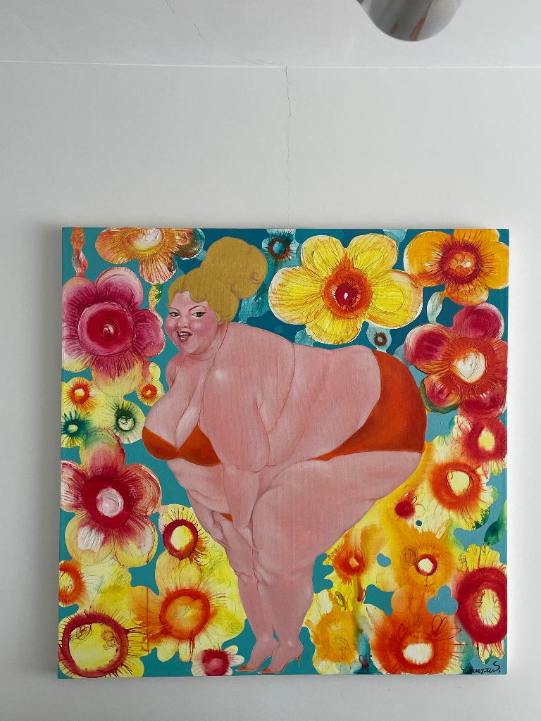 Blooming Confidence – groot kleurrijk schilderij, Ophalen
