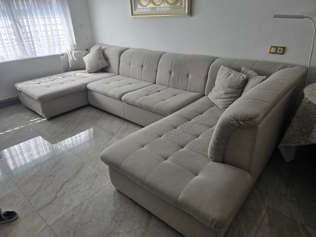 Ruime U-vorm Zetel lichtgrijs kwalitatief stof Seats&sofa, Ophalen, Hoekbank, 75 tot 100 cm, Zo goed als nieuw