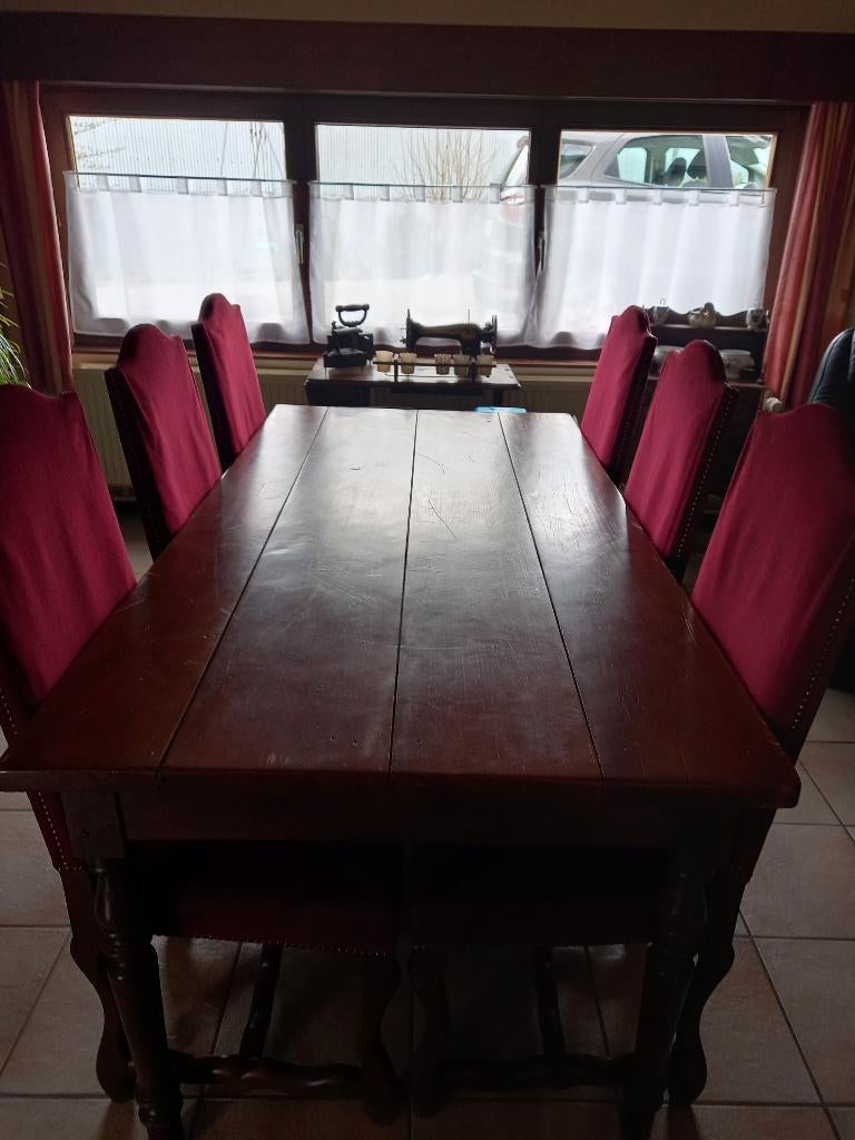 TABLE ET 6 CHAISES, Maison & Meubles, Table de ferme, 150 à 200 cm, Cinq personnes ou plus, Enlèvement