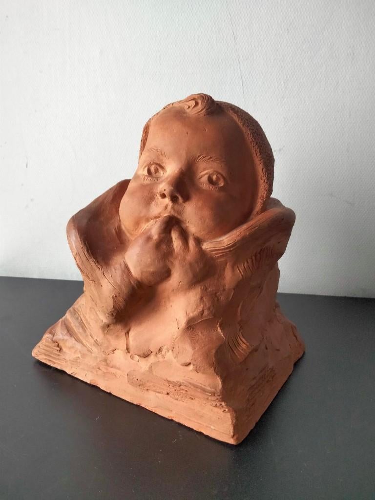 1940s terracotta beeld kunst Edouard Vereycken, Antiquités & Art, Art | Sculptures & Bois, Statue, Pierre ou céramique, Autres sujets
