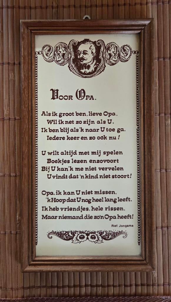 Houten lijs met spreuk op tegel : Opa, Enlèvement ou Envoi, Comme neuf