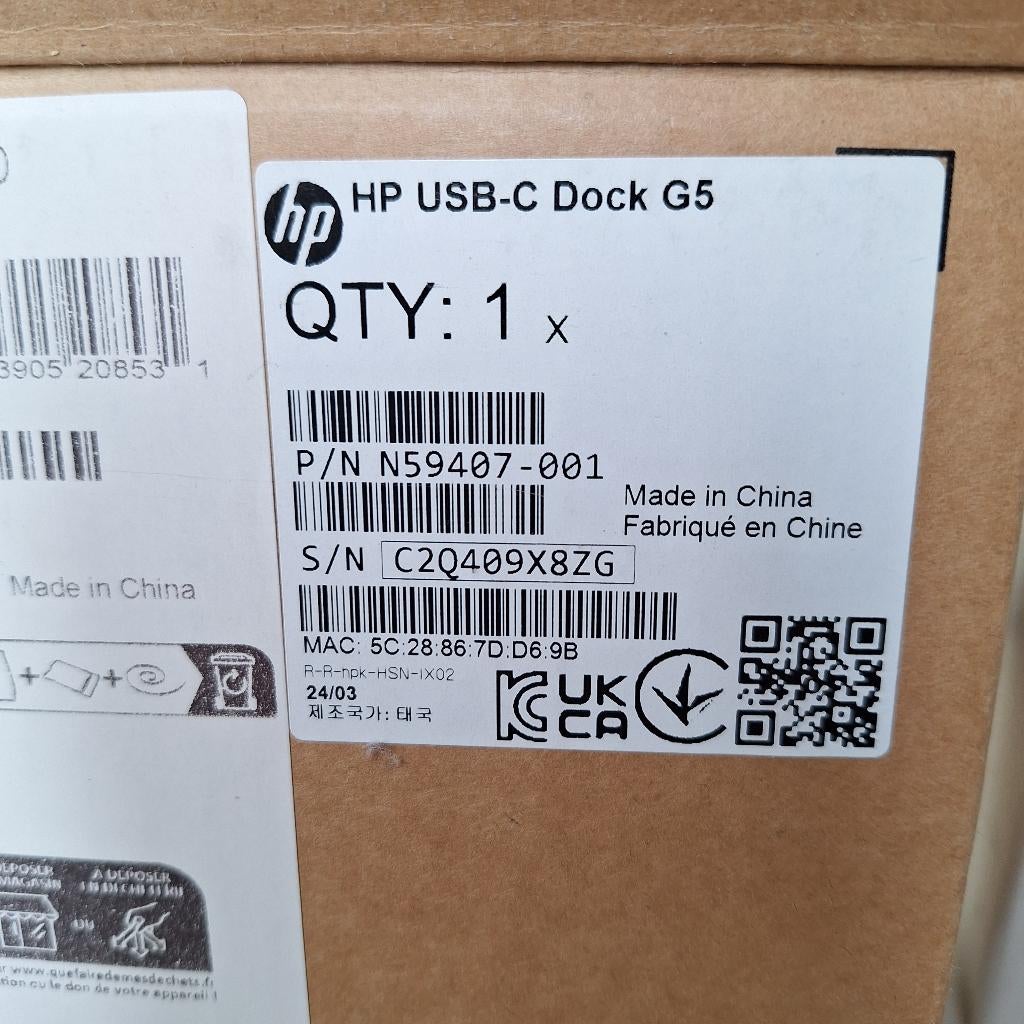 HP usb-c dock G5, Computers en Software, Ophalen, Nieuw, Docking station, Laptop