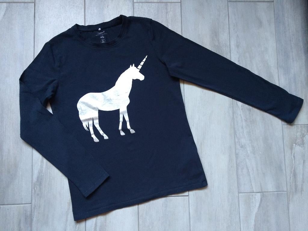✿ M146/152 - Longsleeve eenhoorn 'name it', Kinderen en Baby's, Kinderkleding | Maat 146, Gebruikt, Meisje, Shirt of Longsleeve