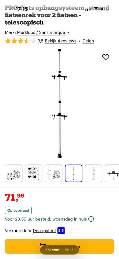 Opberg systeem fiets, Ophalen, Zo goed als nieuw