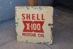 ancienne plaque shell présentoir bidon huile conique, Collections, Enlèvement ou Envoi, Utilisé, Panneau publicitaire