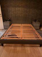 Dubbelbed te koop, Maison & Meubles, Chambre à coucher | Lits, Gris, Tissu, Enlèvement, Utilisé